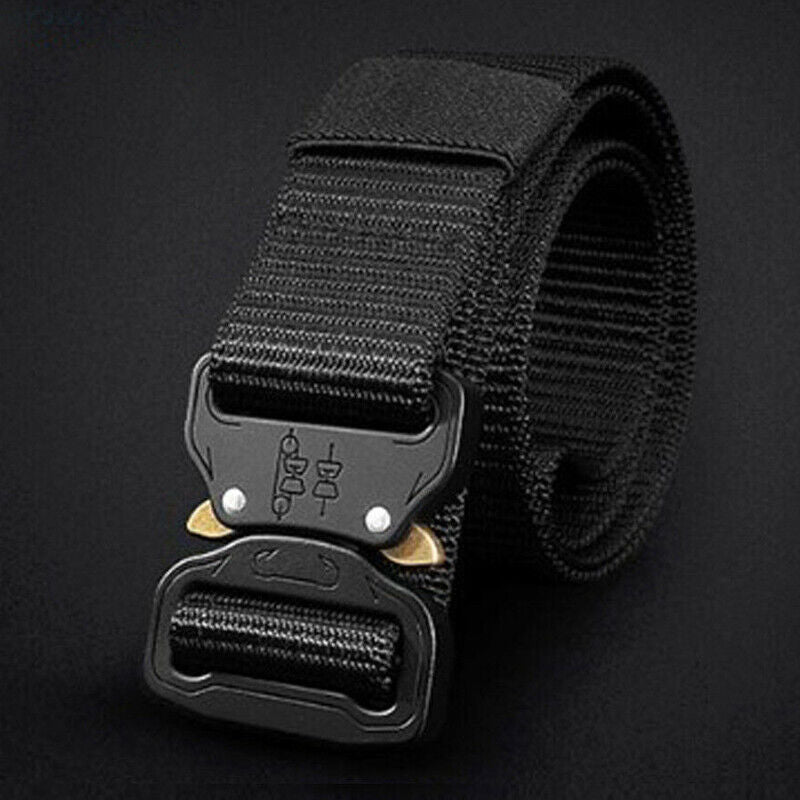 Mens Canvas Outdoor Tactical Belt Heavy Duty Army Waist Web Strap Waistband