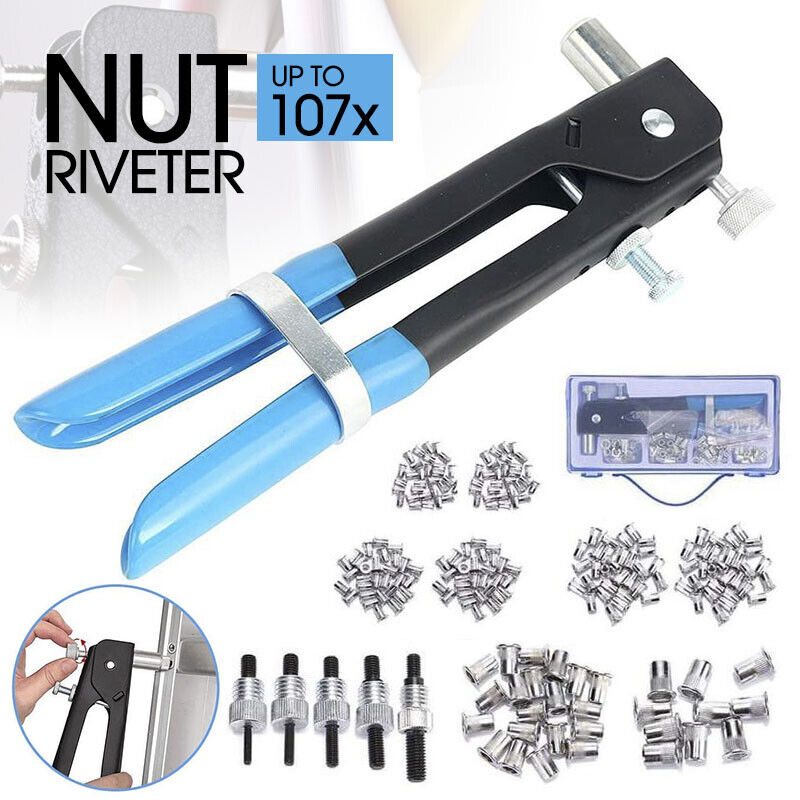 107x Riveter Nut Nutsert Tool Rivnut Gun Wrench Nuts Riveting Kit Mand ...
