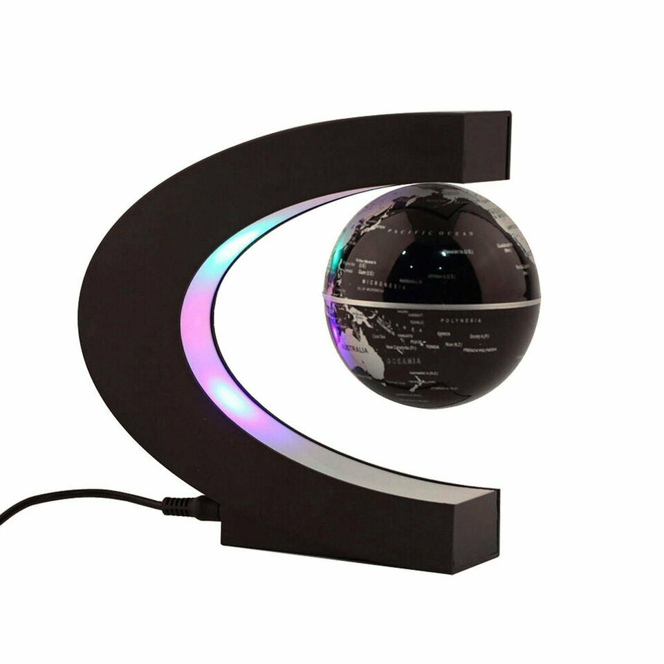 C Shape LED World Map Decoration Magnetic Levitation Floating Globe Light