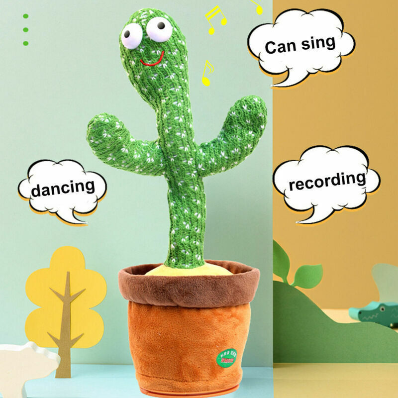 Bring Joy Dancing Cactus Plush Toy Doll USB Electronic Recording Shake With Song