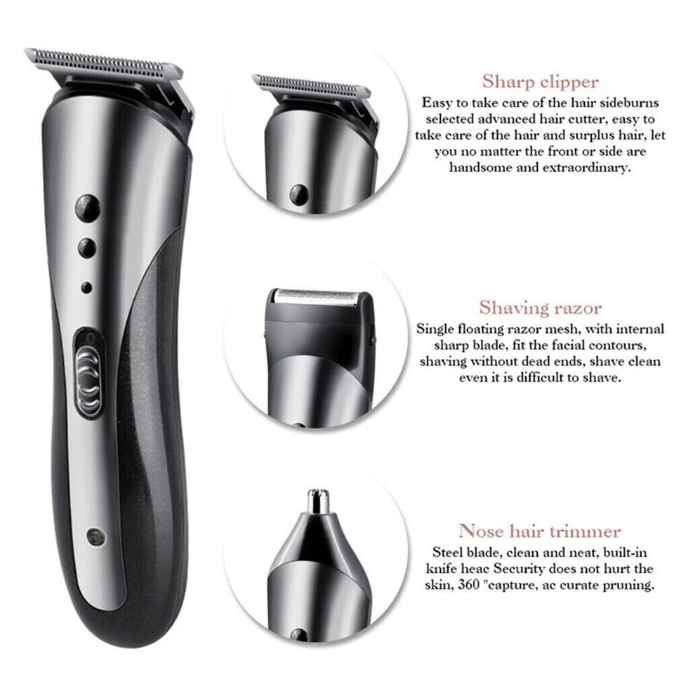 Mens Hair Clippers Beard Trimmer Electric Shaver Nose Haircut Grooming Kit Set