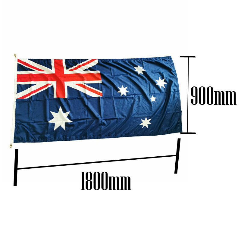 Australian Flag 1800x900 HEAVY DUTY Polyester Metal Woven Brass Sister Clips