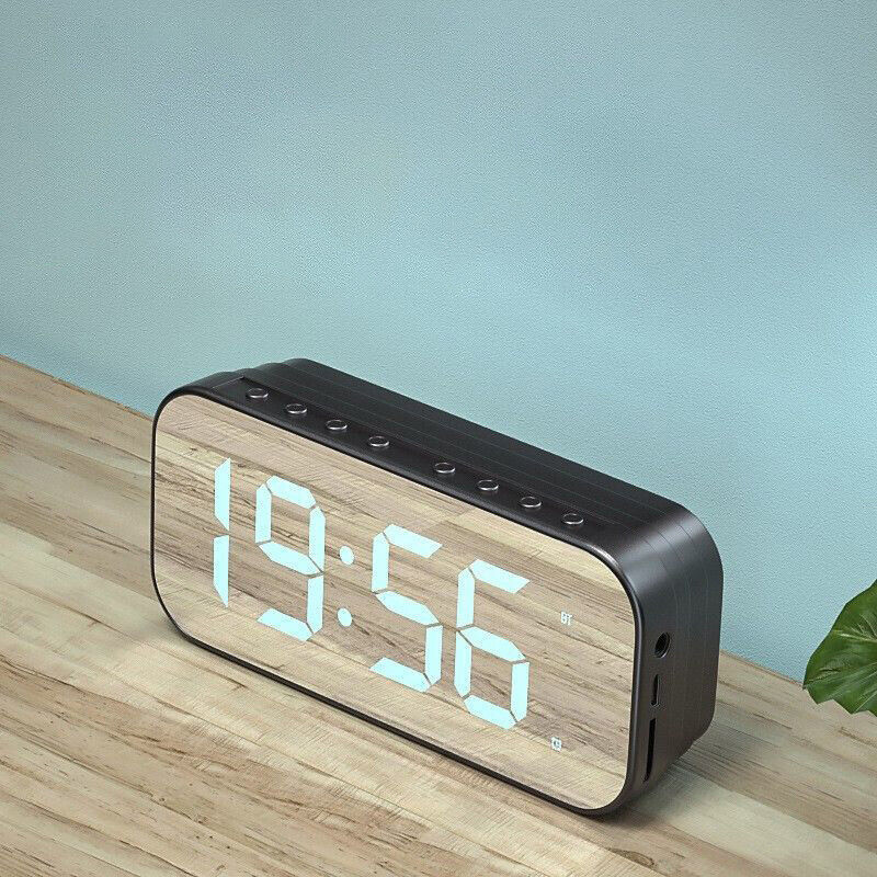 Mirror LED Display Digital Alarm Clock Wireless Bluetooth Speaker Home Decor
