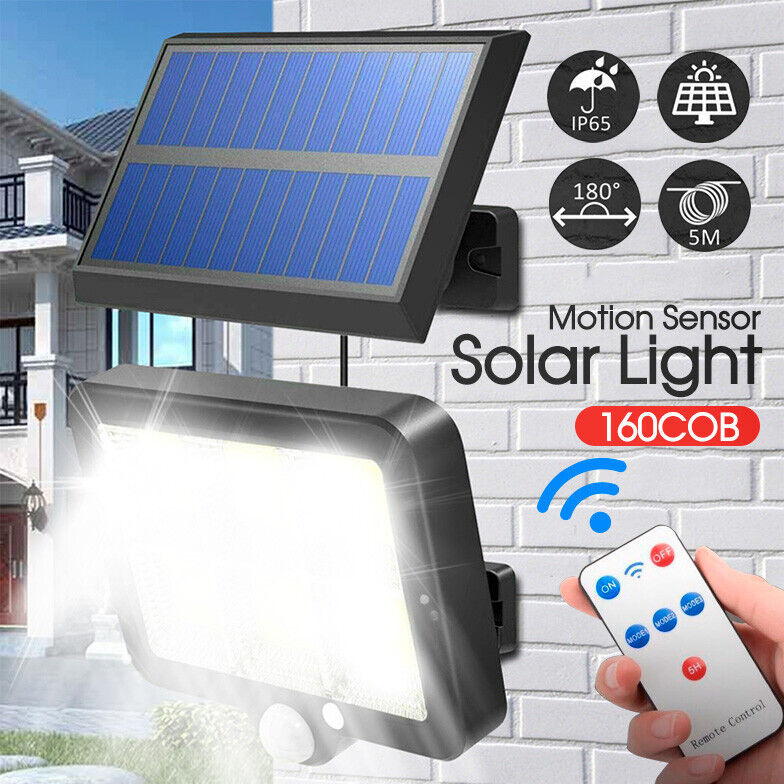 160 Led Solar Sensor Lights Light Motion Detection Security Garden Flood Lamp