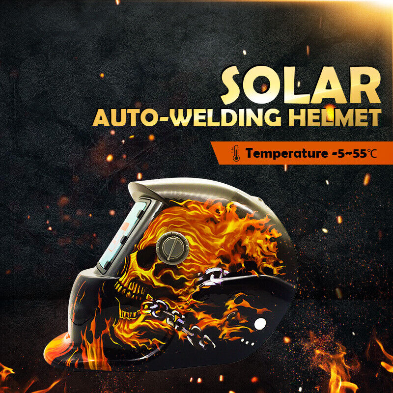 Pro Solar Power Auto Darkening Welding Helmet Arc Tig Mask Skull