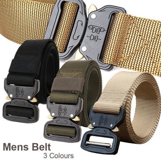 Mens Canvas Outdoor Tactical Belt Heavy Duty Army Waist Web Strap Waistband