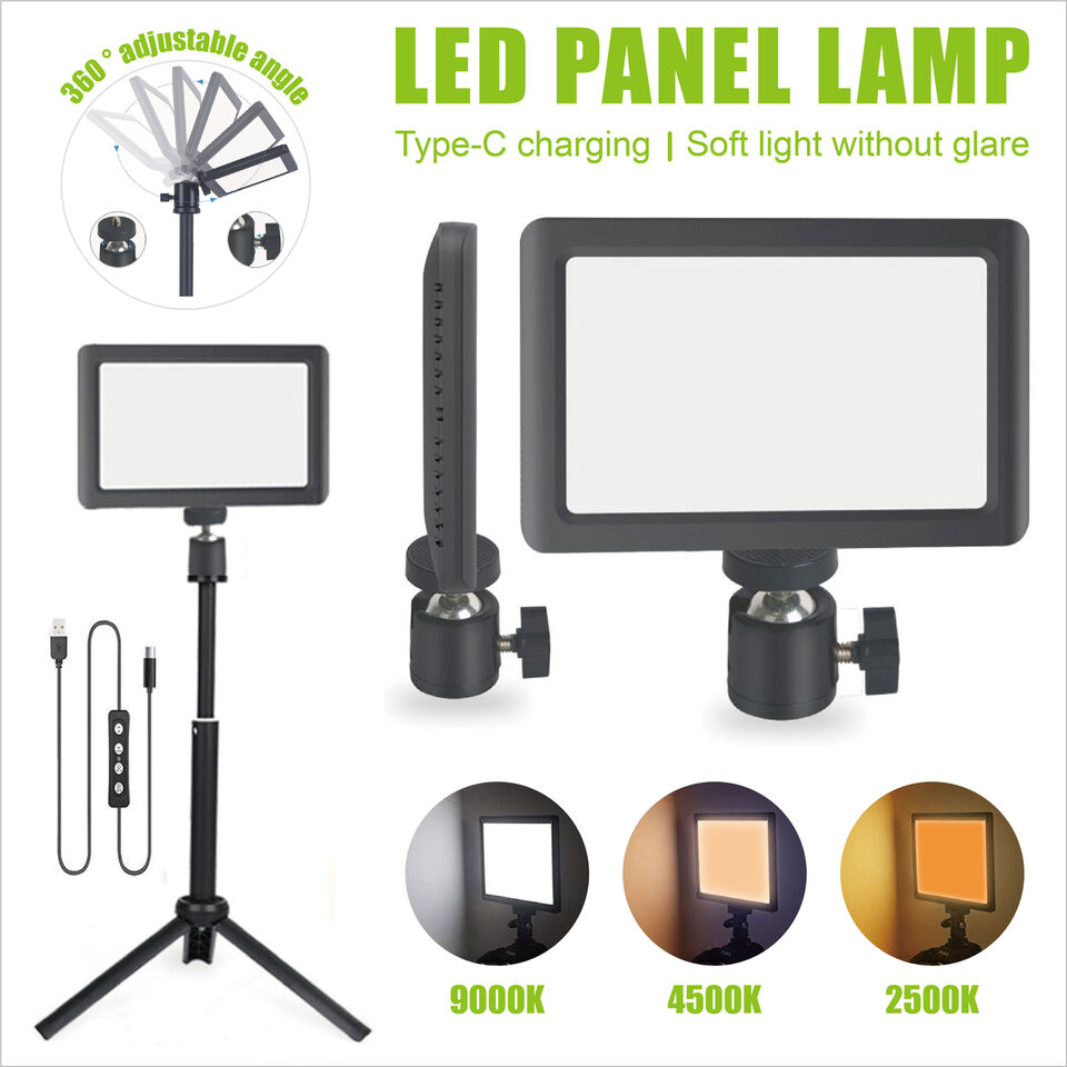 Dimmable Camera LED Video Light Panel Lamp + Bracket Tripod for Photo Lighting