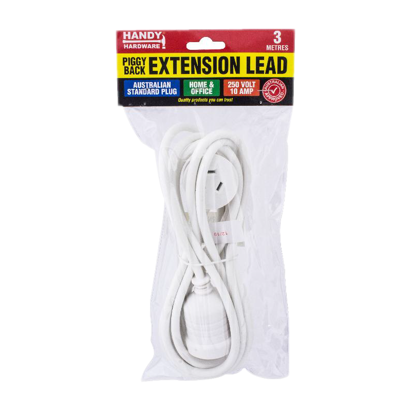 1x Piggy Back Extension Lead Handy Hardware 3 Meter 250V 10Amp