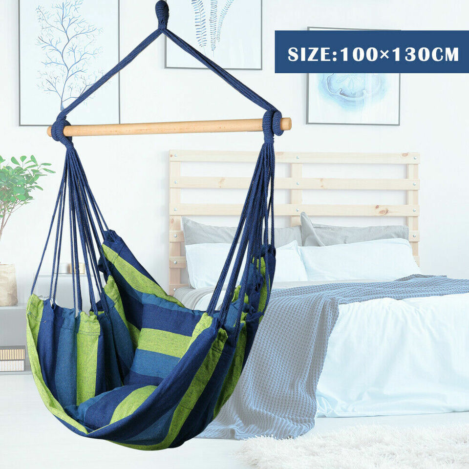 Portable Hanging Hammock Chair Swing Garden Outdoor Camping Soft Cushions