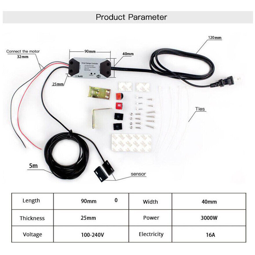 WIFI Smart Garage Door Opener Wireless APP Phone Remote Voice Controller Switch