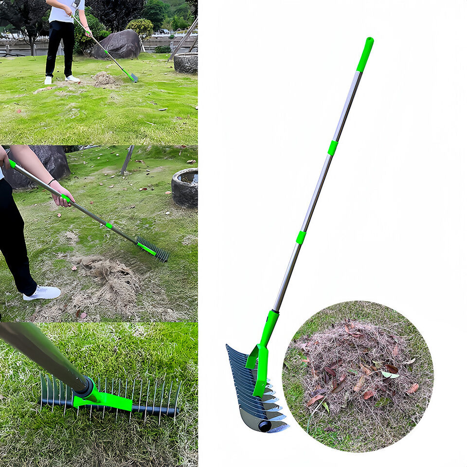 15-Inch Curved Teeth Thatch Rake Lawn Dethatcher Rake For Cleaning Dead Grass