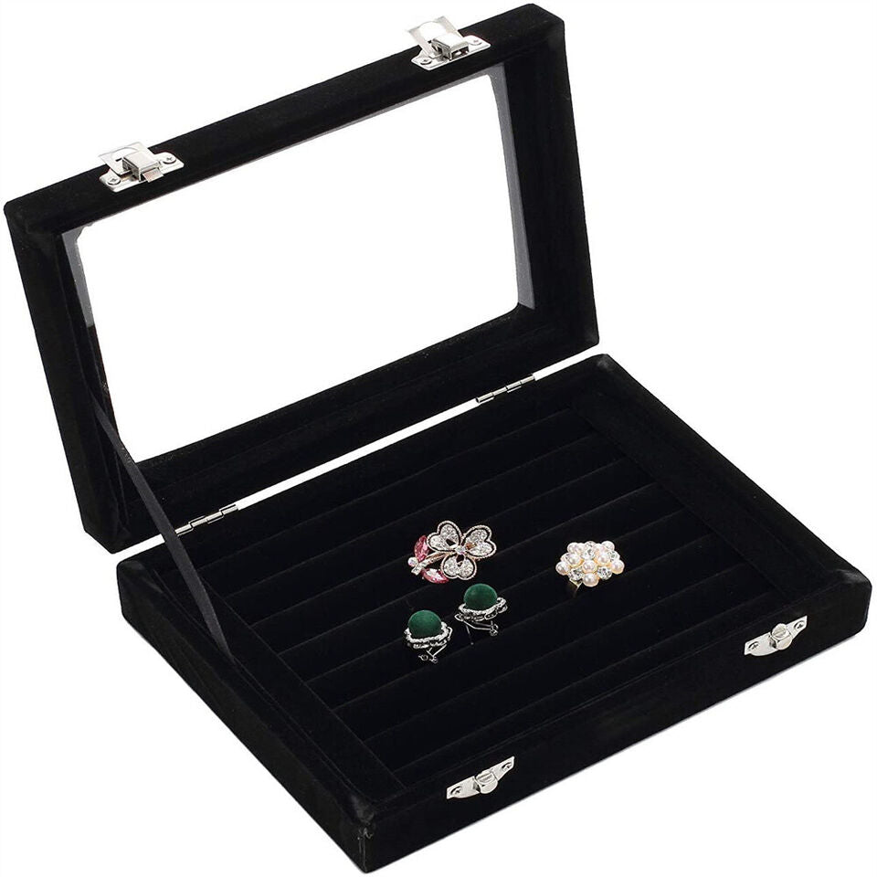 Jewelry Storage Case Tray Holder Display Earring Ring Ornament Organize Box