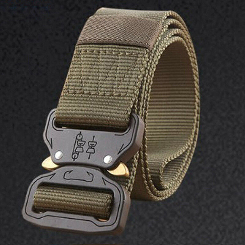 Mens Canvas Outdoor Tactical Belt Heavy Duty Army Waist Web Strap Waistband