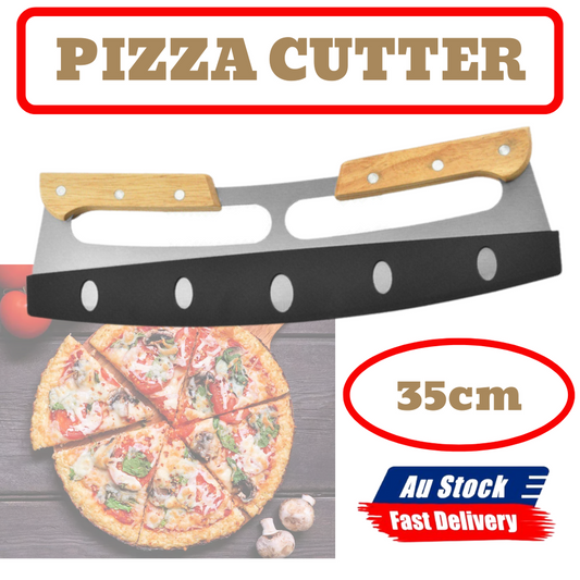 Kitchen Pizza Cutter Rocker Blade Slicer 35CM Stainless Steel +Protective Cover