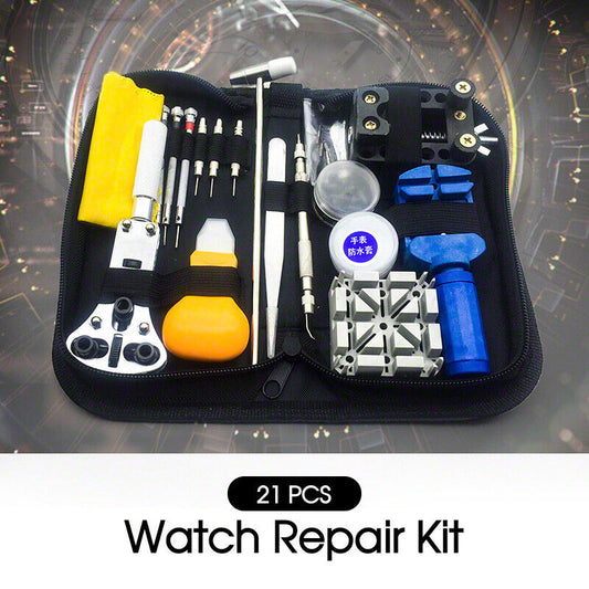 21PCs Horologe Watchmaker Watch Link Pin Remover Case Opener Repair Tool Kit Set