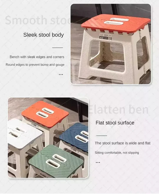 Folding Step Stool Portable Plastic Foldable Chair Store Flat Outdoor 23cm/27cm